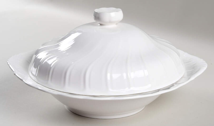 Crown White Round Covered Vegetable-Uses RV11 As Base by Nikko-1