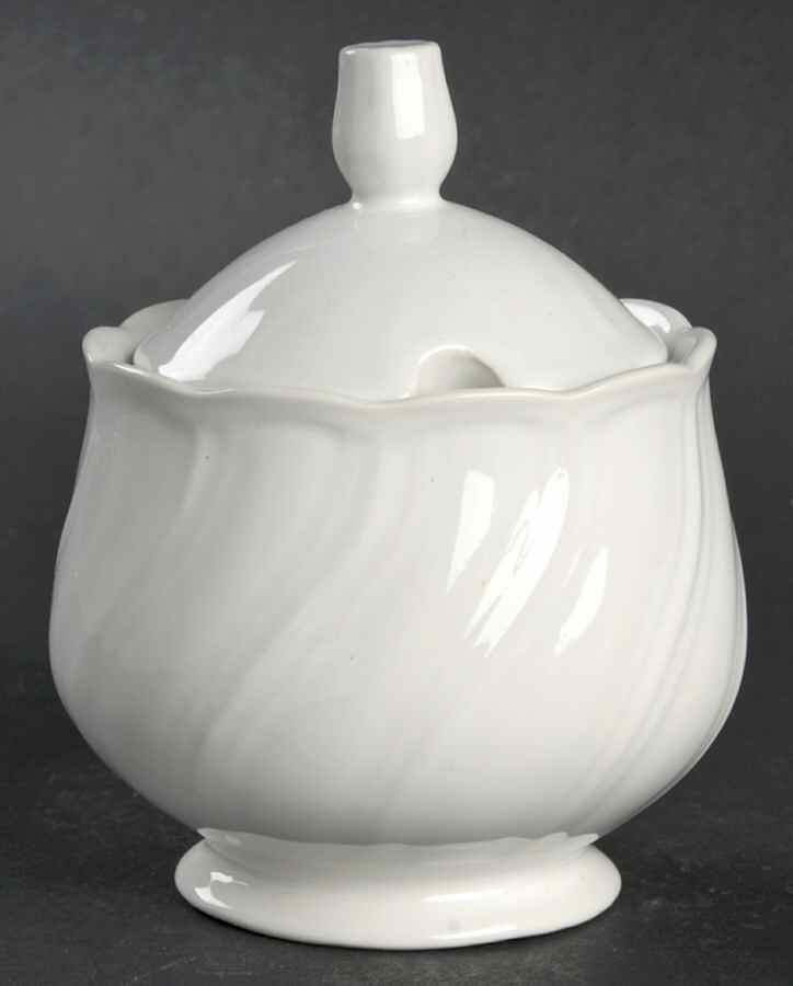 Crown White Sugar Bowl & Lid by Nikko-1