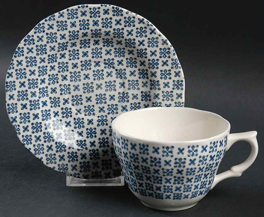 Colonial Blue Flat Cup & Saucer Set by Nikko-1