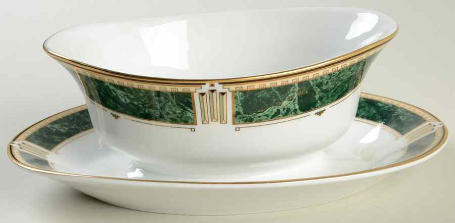 Crown Jewel Gravy Boat with Attached Underplate by Nikko-1