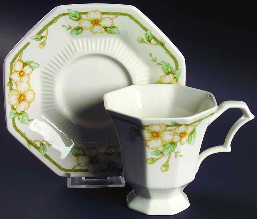 Dogwood Footed Cup & Saucer Set by Nikko-1