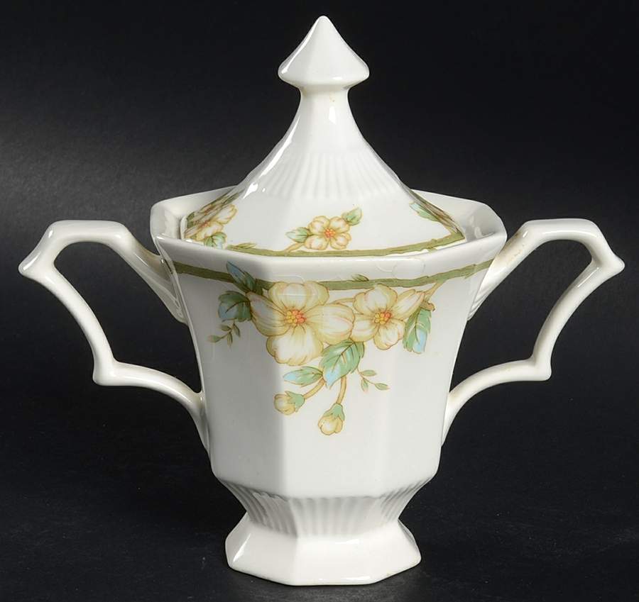 Dogwood Sugar Bowl & Lid by Nikko-1