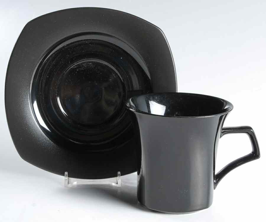 Ebony Flat Cup & Saucer Set by Nikko-1