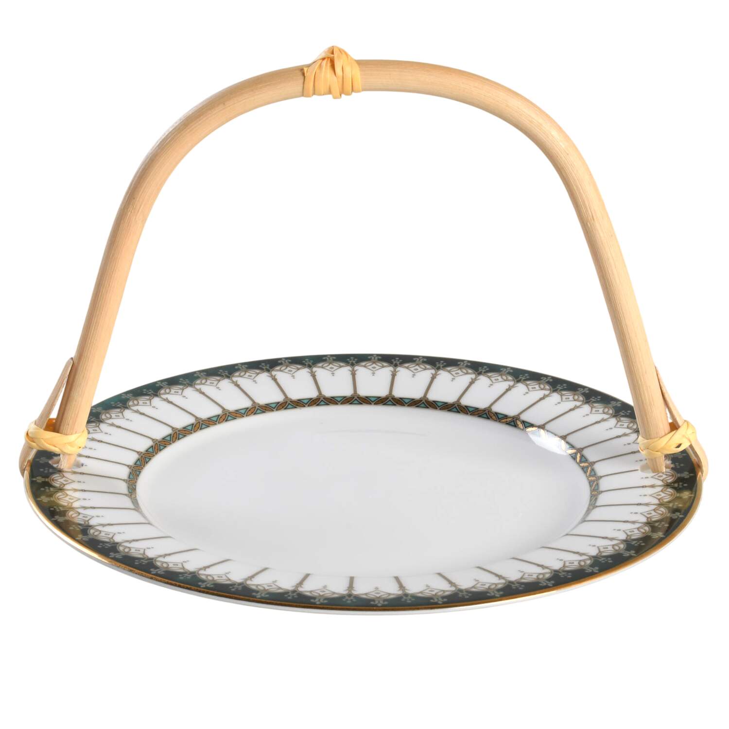 Emeraude 5 3/8"-5 5/8" Bamboo Handled Serving Plate  HC by Nikko-1