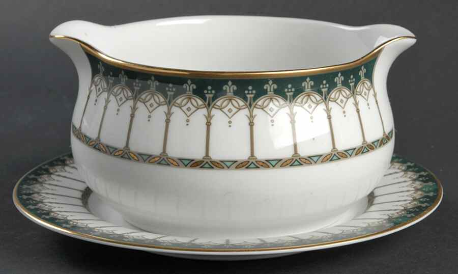 Emeraude Round Gravy Boat & Bread and Butter Stand by Nikko-1