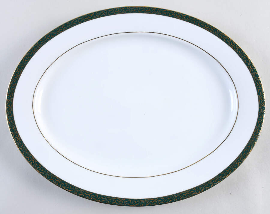 Emerald Filigree 14" Oval Serving Platter by Nikko-1