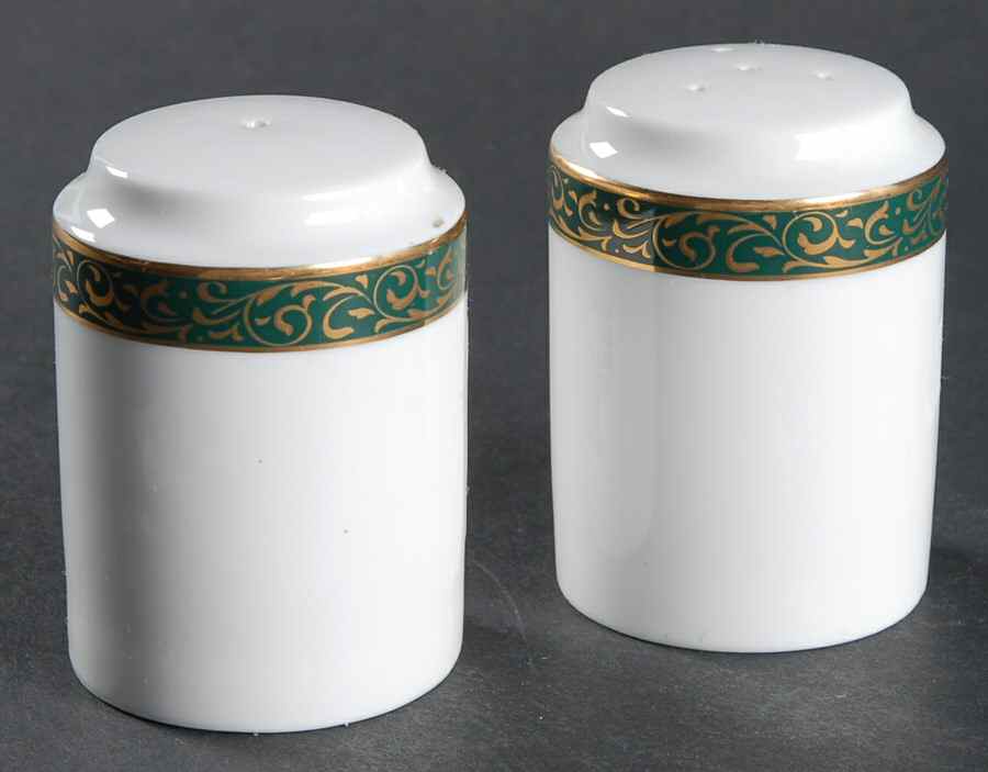Emerald Filigree Salt & Pepper Set by Nikko-1