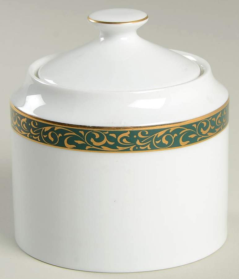 Emerald Filigree Sugar Bowl & Lid by Nikko-1