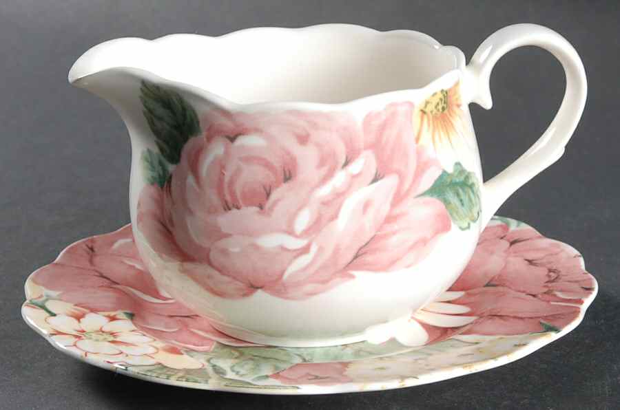 English Garden Gravy Boat & Underplate by Nikko-1