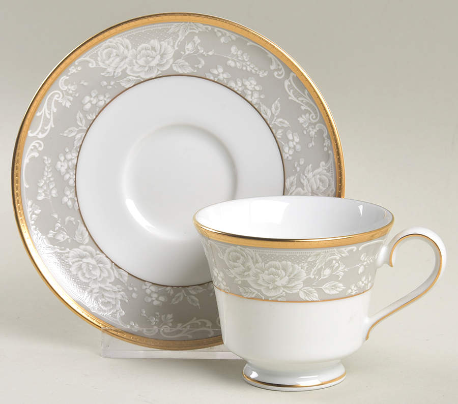 Evening Lace Footed Demitasse Cup & Saucer Set by Nikko-1