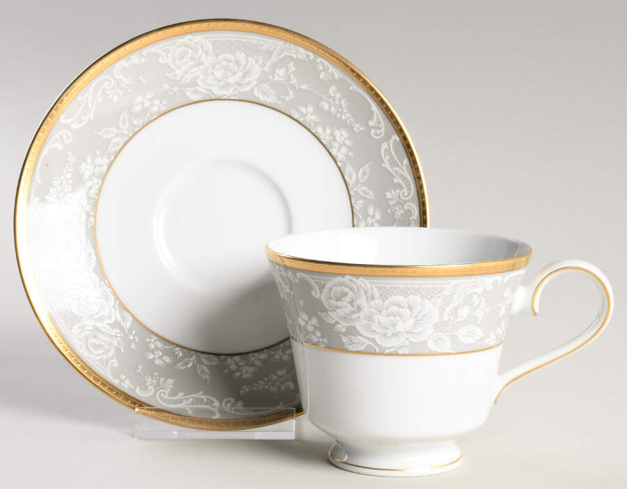 Evening Lace Footed Cup & Saucer Set by Nikko-1