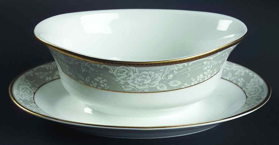 Evening Lace Gravy Boat with Attached Underplate by Nikko-1