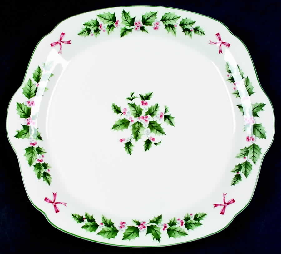 Festive Holly Handled Cake Plate by Nikko-1