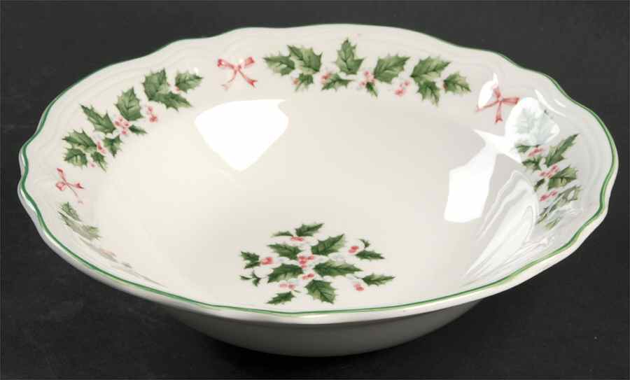 Festive Holly 9" Round Vegetable Bowl by Nikko-1