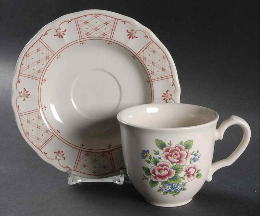 Flower Basket Flat Cup & Saucer Set by Nikko-1