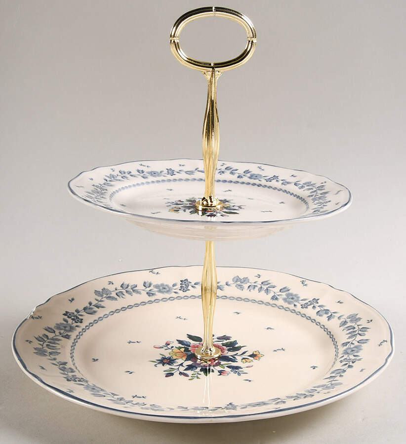 Flower Garden 6 5/8"-10"  2 Tiered Serving Tray (Dp, Sp) HC by Nikko-1