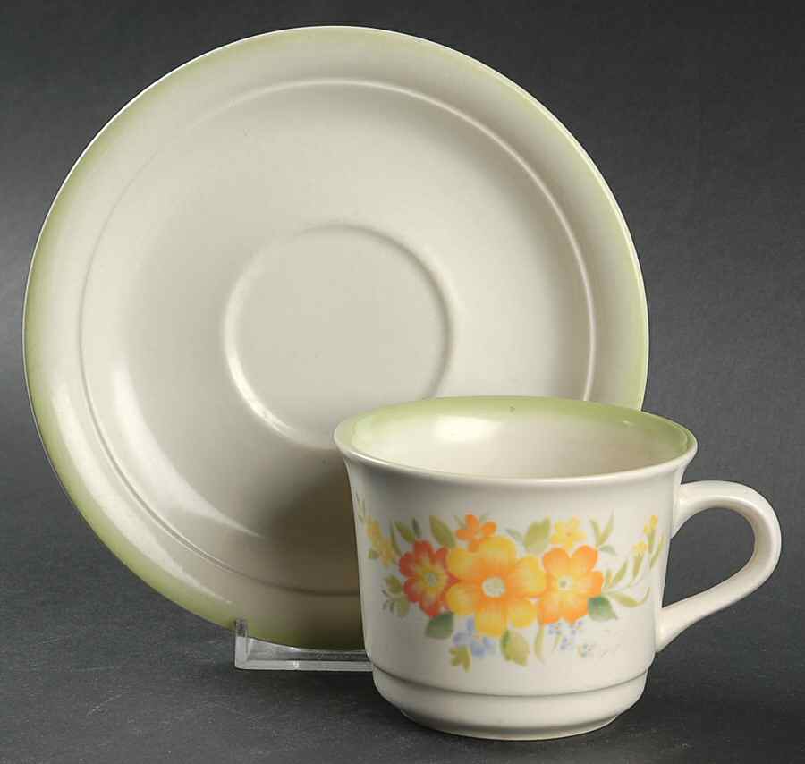 Flower Garden Flat Cup & Saucer Set by Nikko-1
