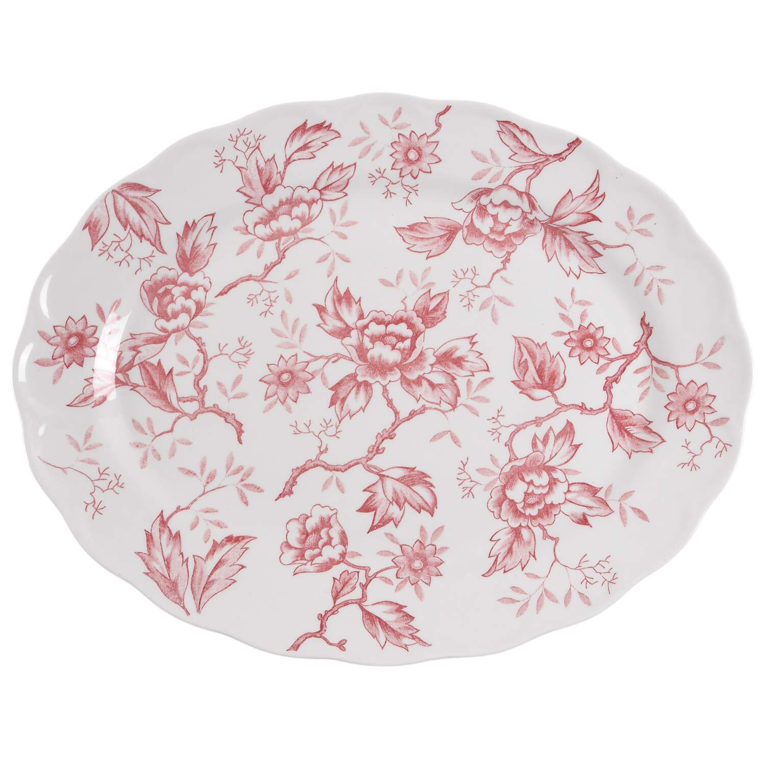 Flora Pink 14" Oval Serving Platter by Nikko-1