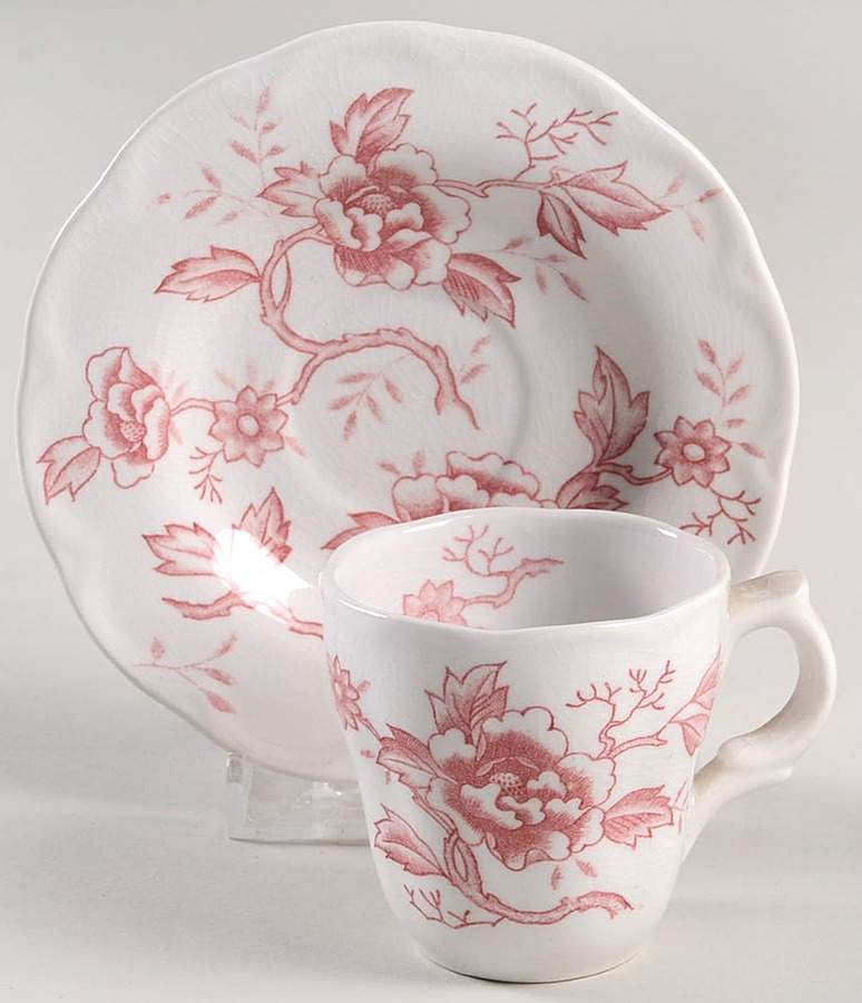 Flora Pink Flat Demitasse Cup & Saucer Set by Nikko-1