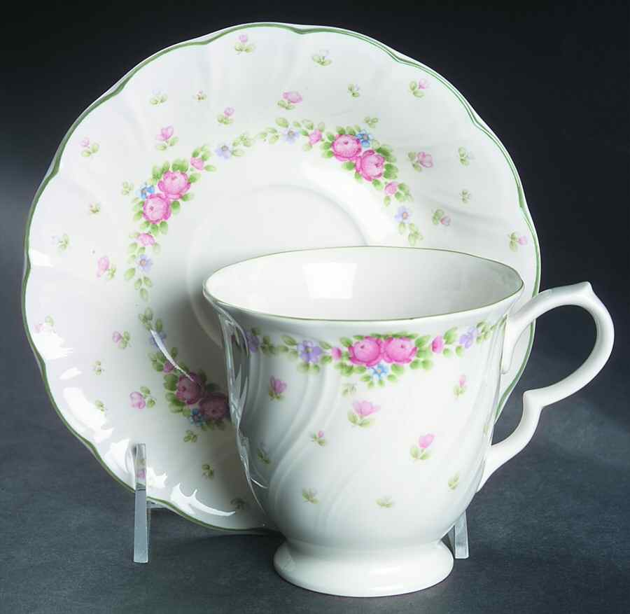 Garland Footed Cup & Saucer Set by Nikko-1
