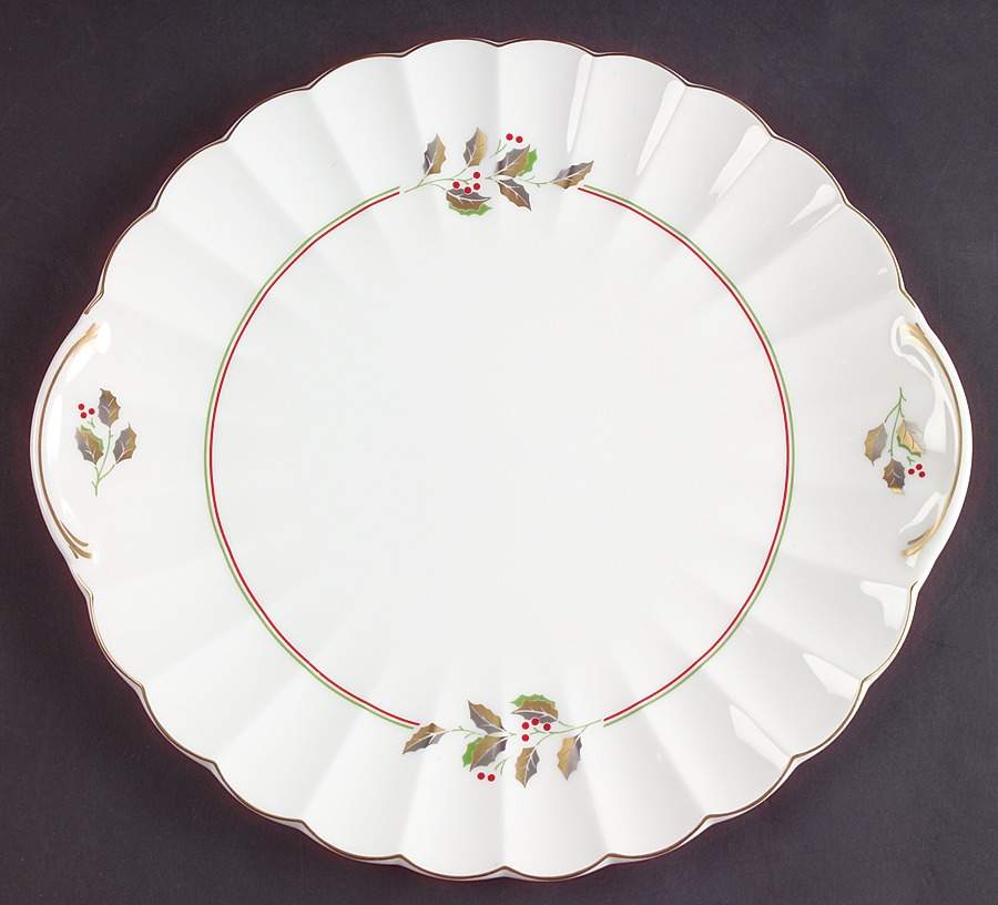 Golden Holly Handled Cake Plate by Nikko-1