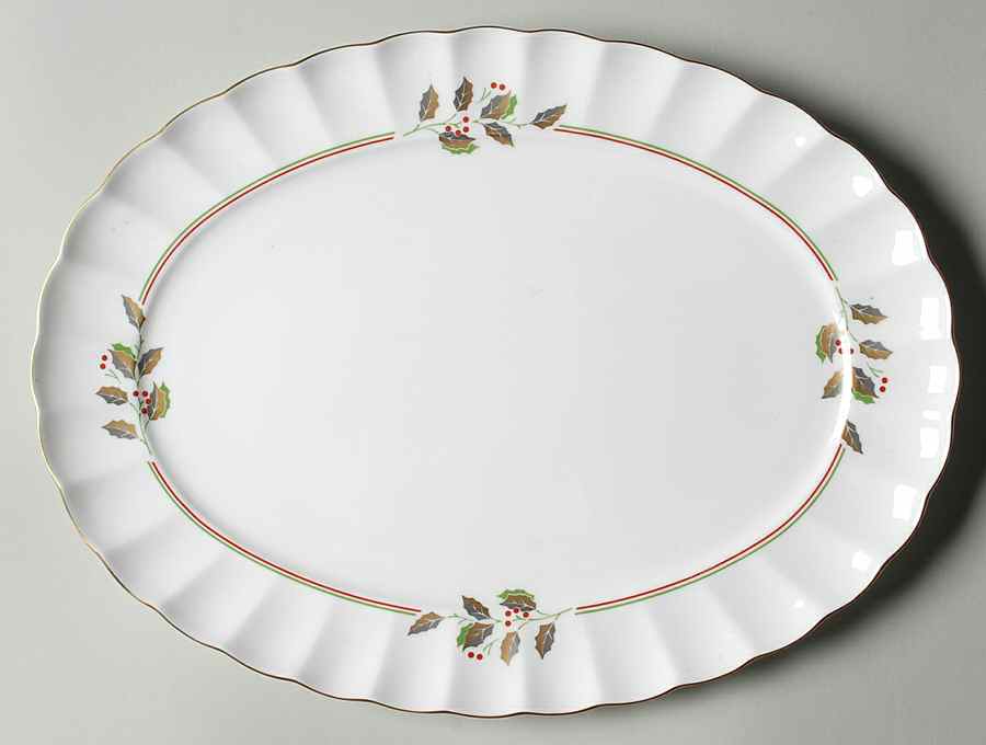 Golden Holly 13" Oval Serving Platter by Nikko-1