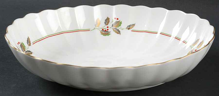 Golden Holly 9" Oval Vegetable Bowl by Nikko-1