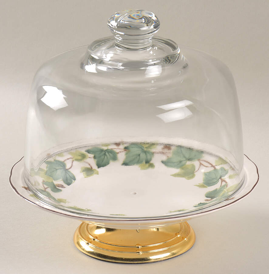 Greenwood 6 1/2"-7 1/2" Footed Cheese Plate w/ Glass Dome HC by Nikko-1