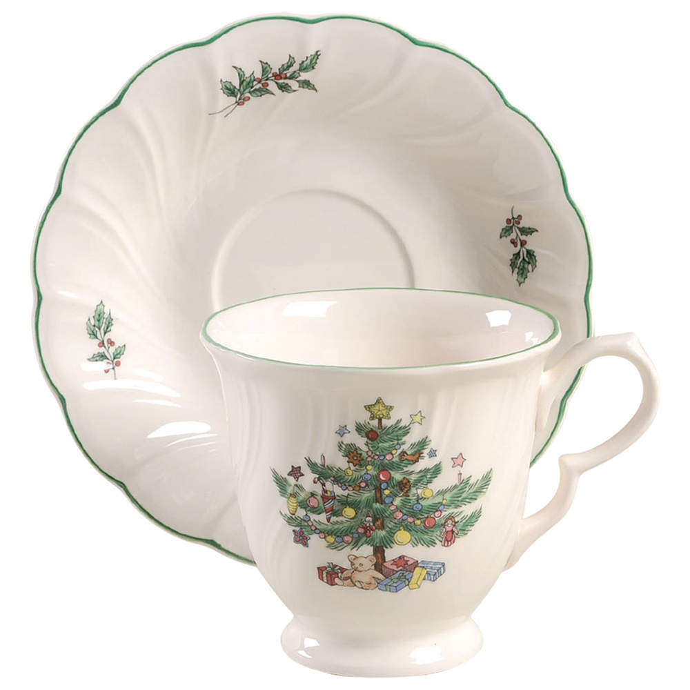 Happy Holidays Footed Cup & Saucer Set by Nikko-1