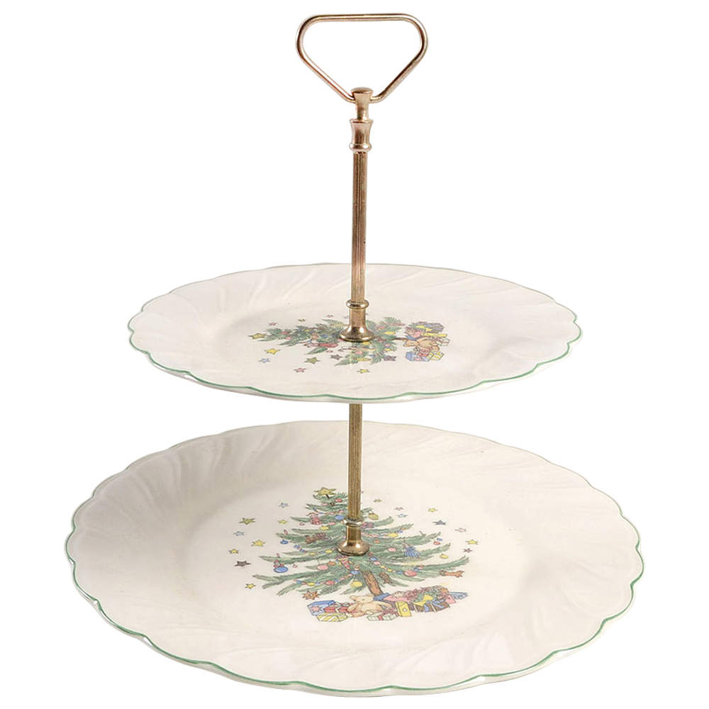 Happy Holidays 2 Tiered Serving Tray (Dinner & Salad Plate) by Nikko-1