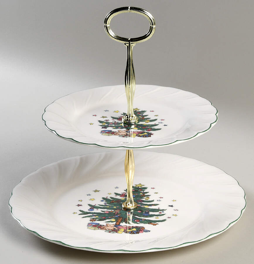 Happy Holidays 6 5/8"-10"  2 Tiered Serving Tray (Dp, Sp) HC by Nikko-1