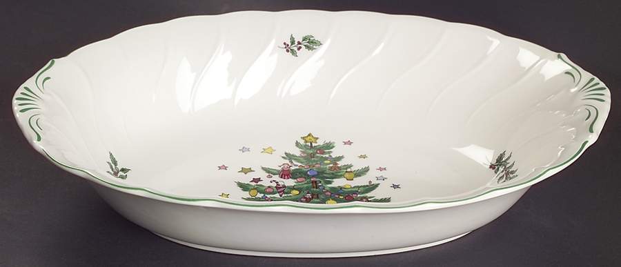 Happy Holidays 11" Oval Vegetable Bowl by Nikko-1