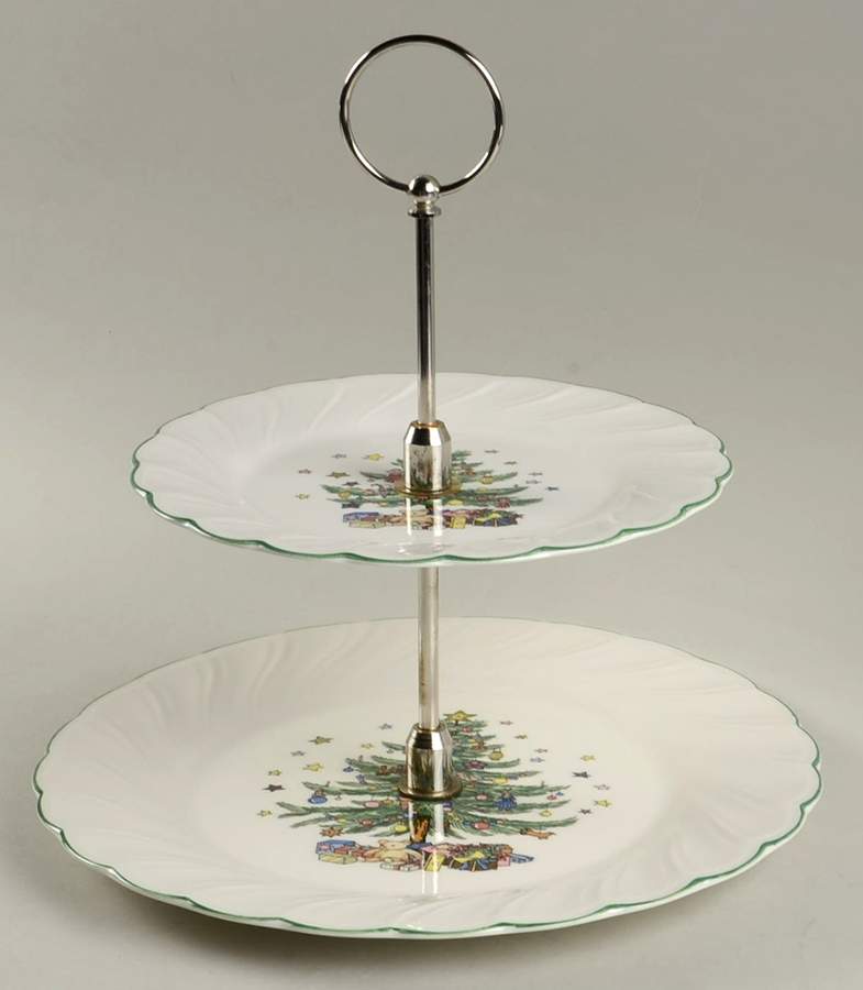 Happy Holidays 2 Tiered Serving Tray (Dinner & Salad Plate) by Nikko-1