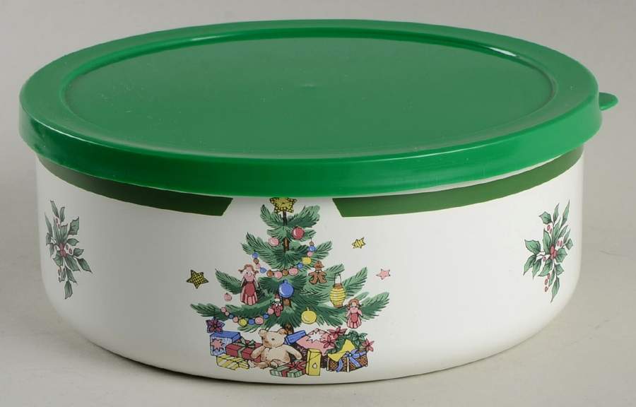 Happy Holidays 6 5/8" Metal Bowl with Plastic Lid by Nikko-1