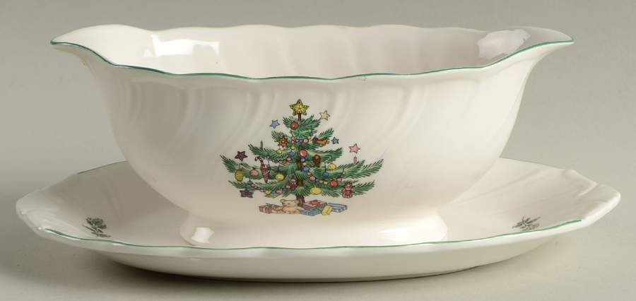 Happy Holidays Gravy Boat & Underplate/Relish by Nikko-1