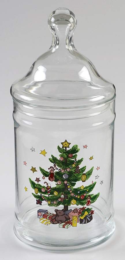 Happy Holidays 8" Glassware Candy Jar & Lid by Nikko-1