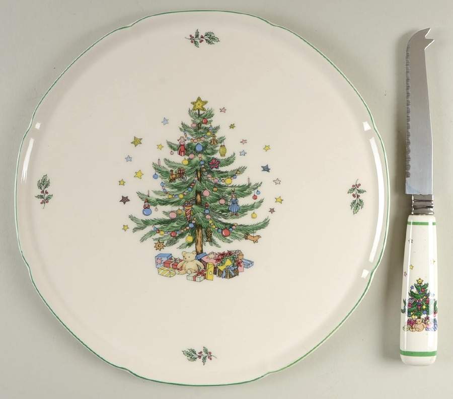 Happy Holidays Cheese Plate & Knife Set by Nikko-1