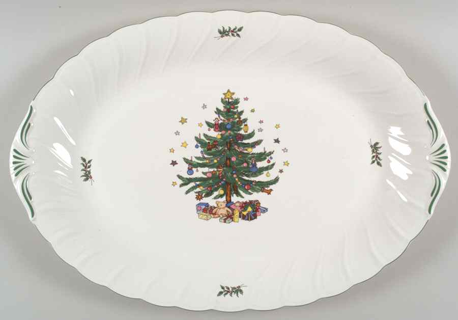 Happy Holidays 20" Oval Serving Platter by Nikko-1