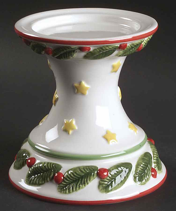 Happy Holidays 5" Sculpted Candlestick by Nikko-1