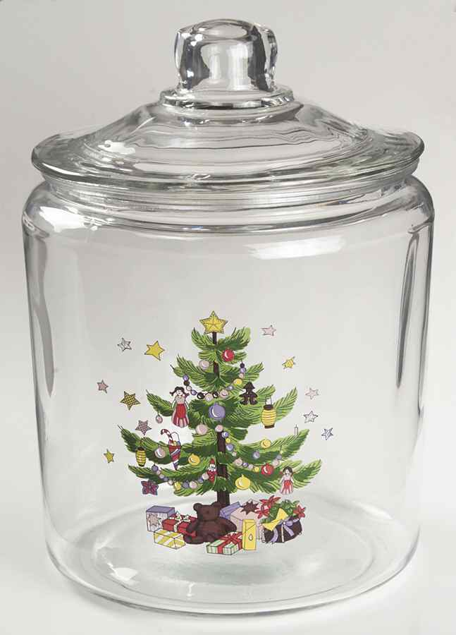 Happy Holidays Glassware Cookie Jar & Lid by Nikko-1
