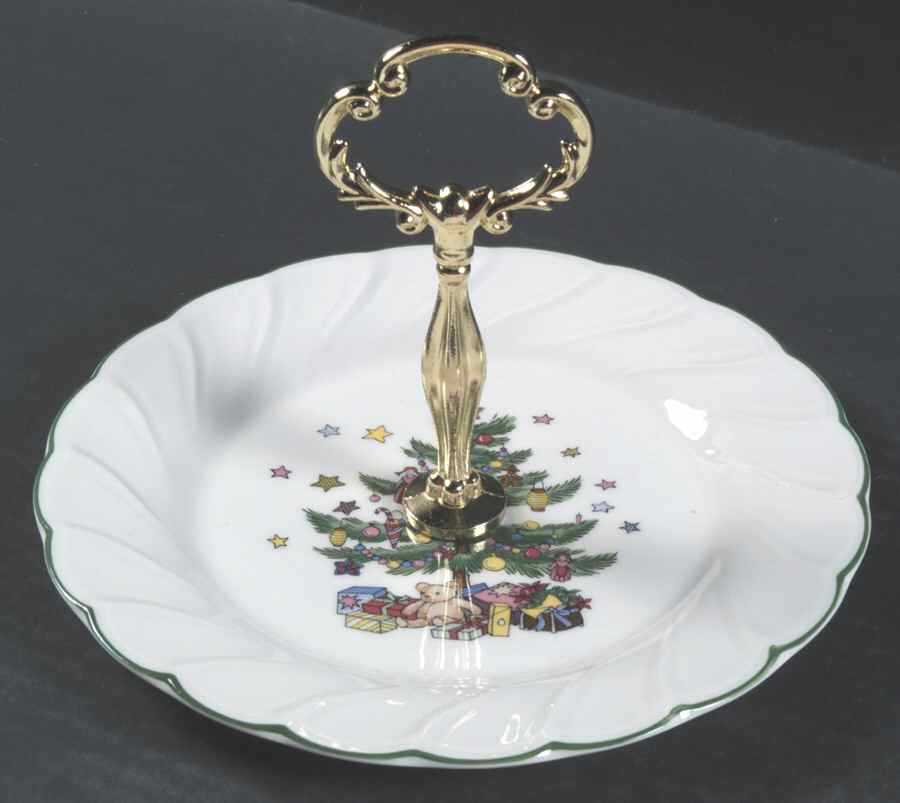 Happy Holidays Round Serving Plate with Handle (SP) by Nikko-1