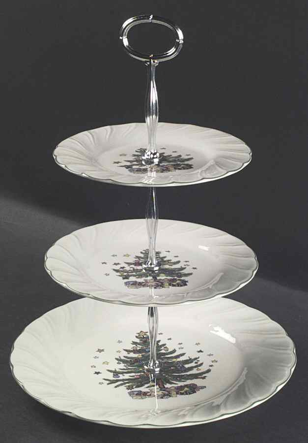 Happy Holidays 13 7/8"-14 1/4" 3-Tiered Serving Tray(DP,SP,BB) HC by Nikko-1