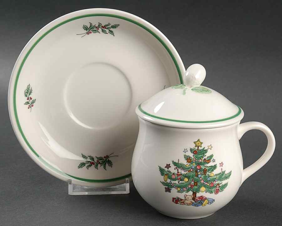 Happy Holidays Cocoa Cup & Saucer with Lid by Nikko-1