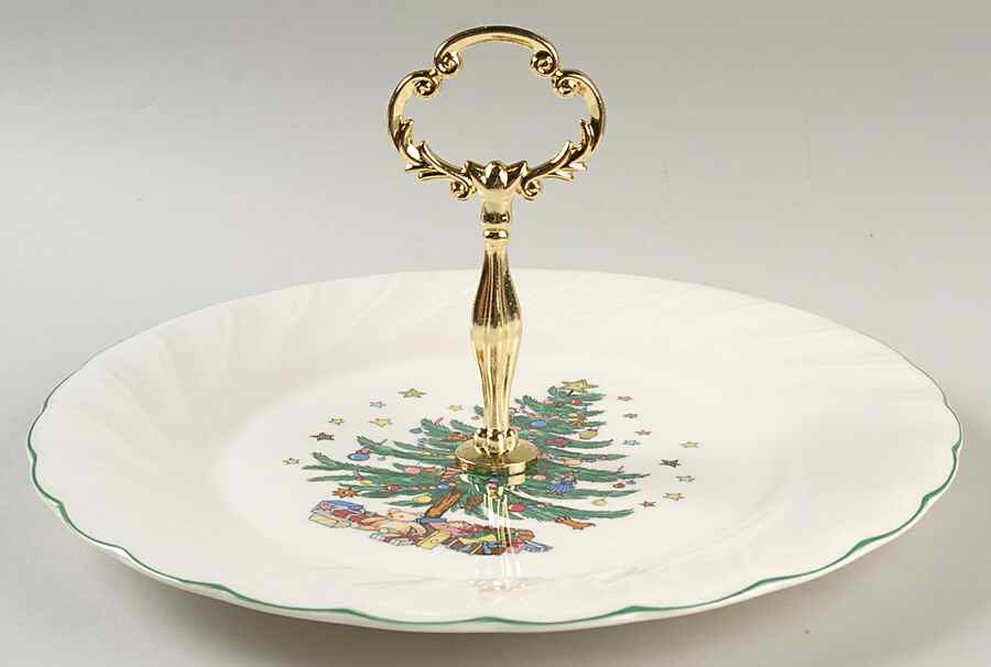 Happy Holidays Round Serving Plate with Handle (DP) by Nikko-1