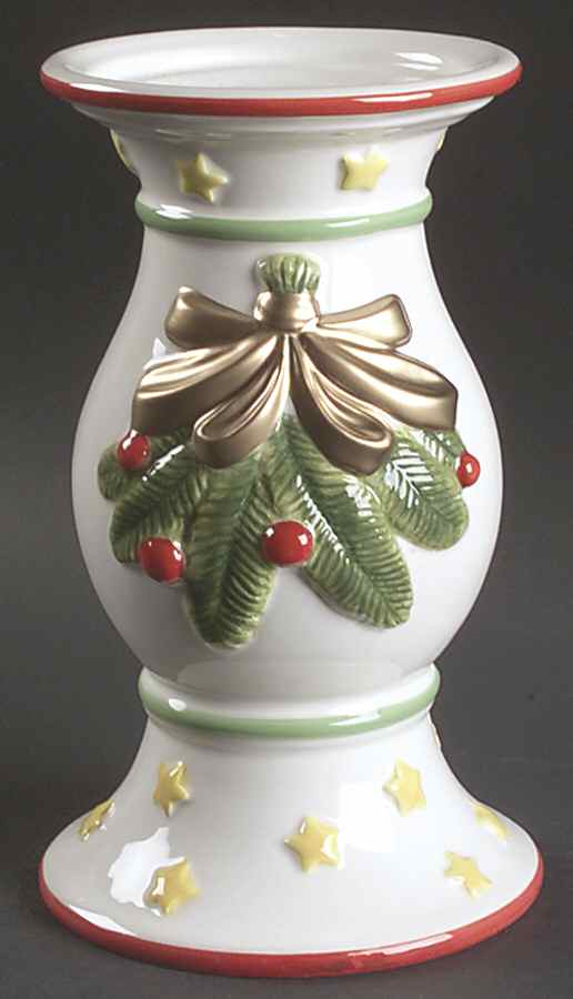 Happy Holidays 7" Tall Sculpted Candlestick by Nikko-1
