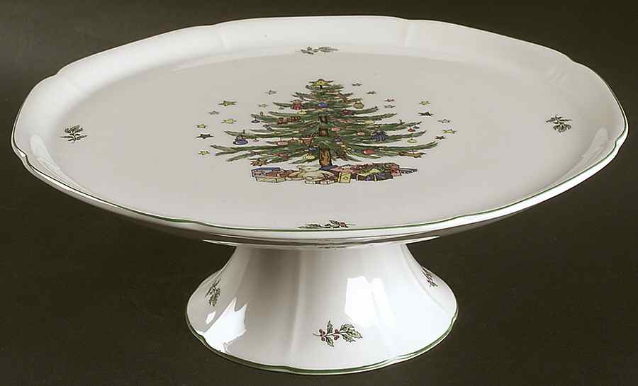 Happy Holidays 11" Diameter Pedestal Cake Stand by Nikko-1