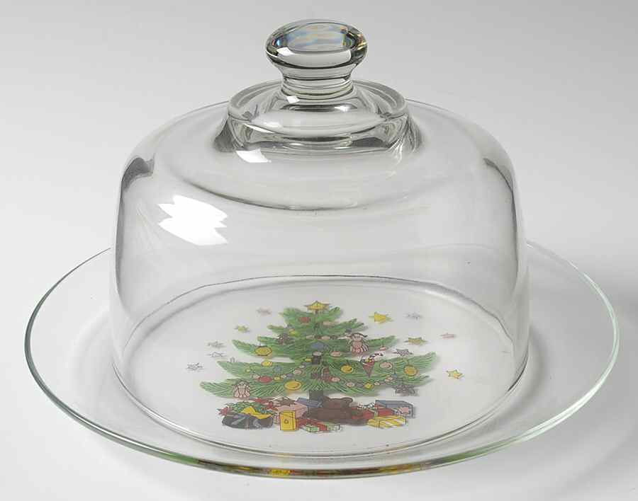Happy Holidays Glassware Cheese Stand W/Dome by Nikko-1