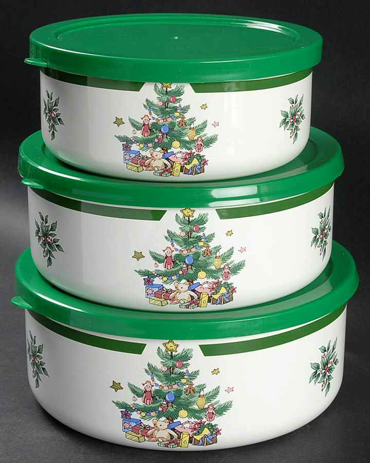 Happy Holidays 3 Pc Metal Bowl W/Plastclid (5 3/4",6 5/8",7 3/8") by Nikko-1