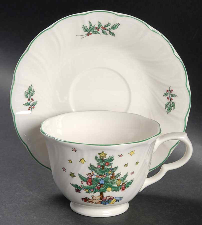 Happy Holidays Footed Cup & Saucer Set by Nikko-1
