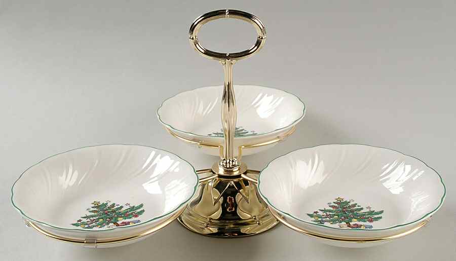 Happy Holidays 7" x 12" 3-Part Relish & Metal Stand (FR) HC by Nikko-1
